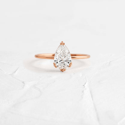 Solitaire Triple Prong-Pear Lab Grown Diamond Engagement Ring