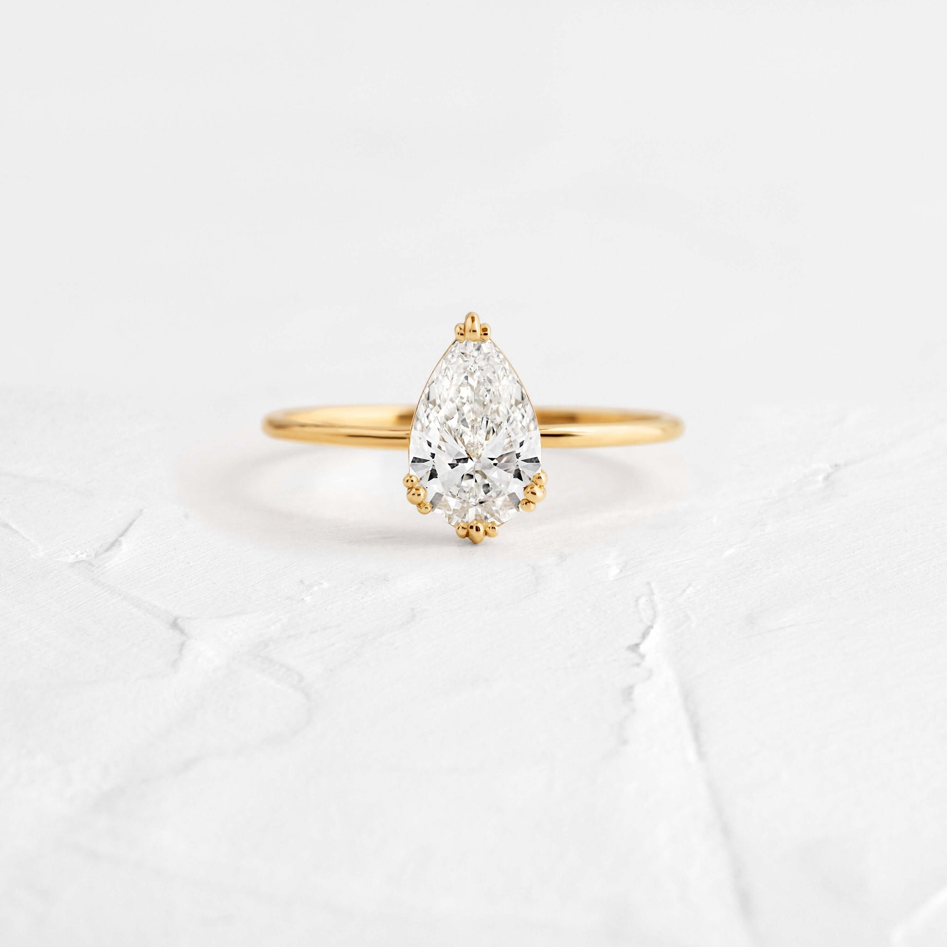 Solitaire Triple Prong-Pear Lab Grown Diamond Engagement Ring