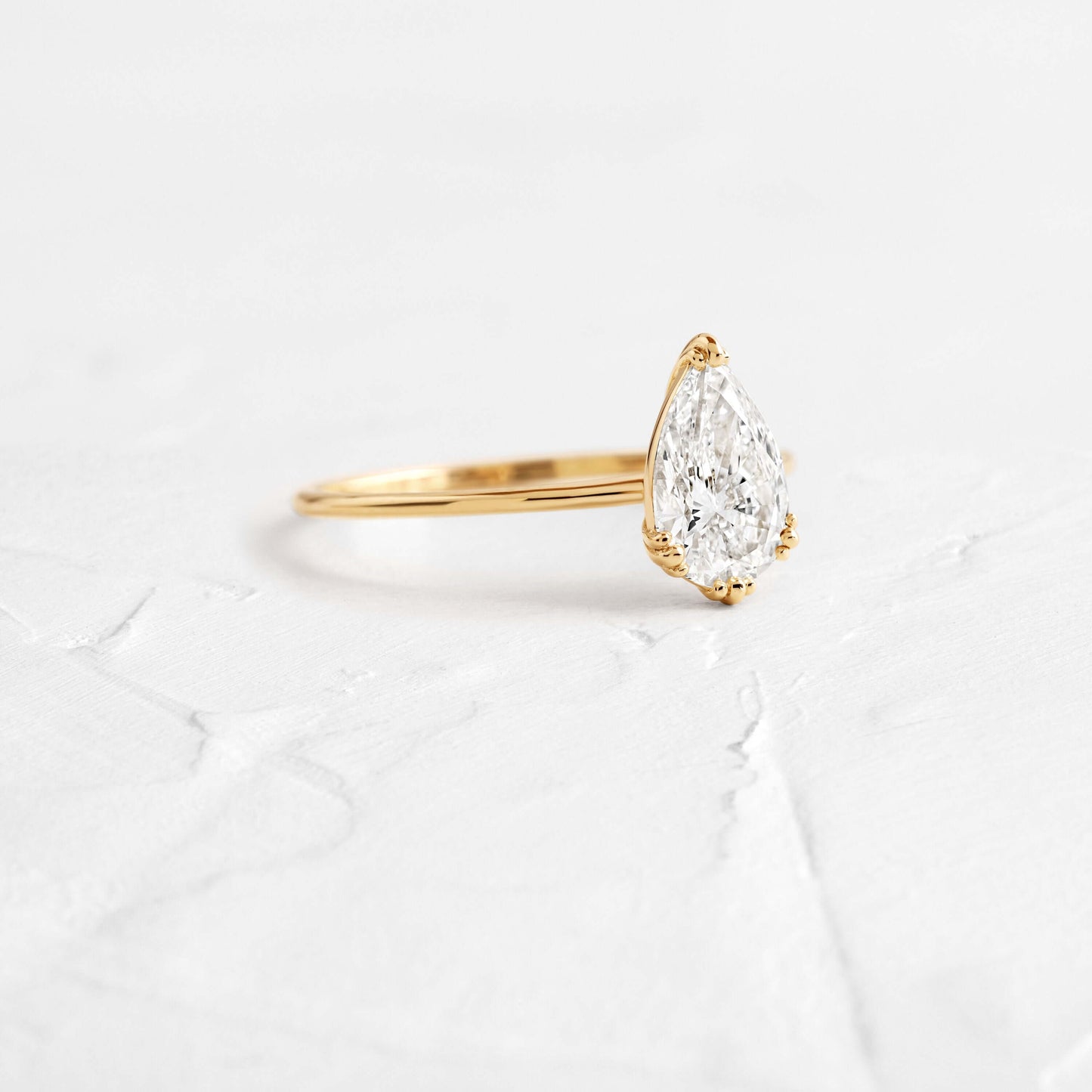 Solitaire Triple Prong-Pear Lab Grown Diamond Engagement Ring