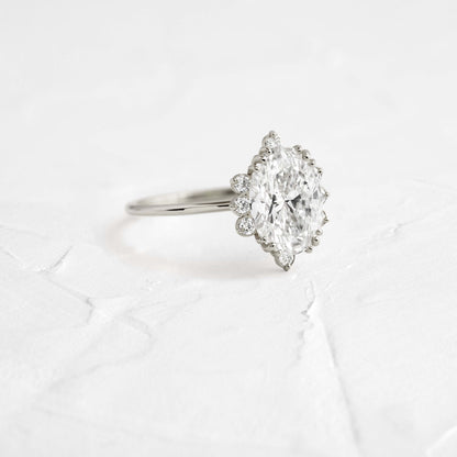 Cluster-Oval Lab Grown Diamond Engagement Ring