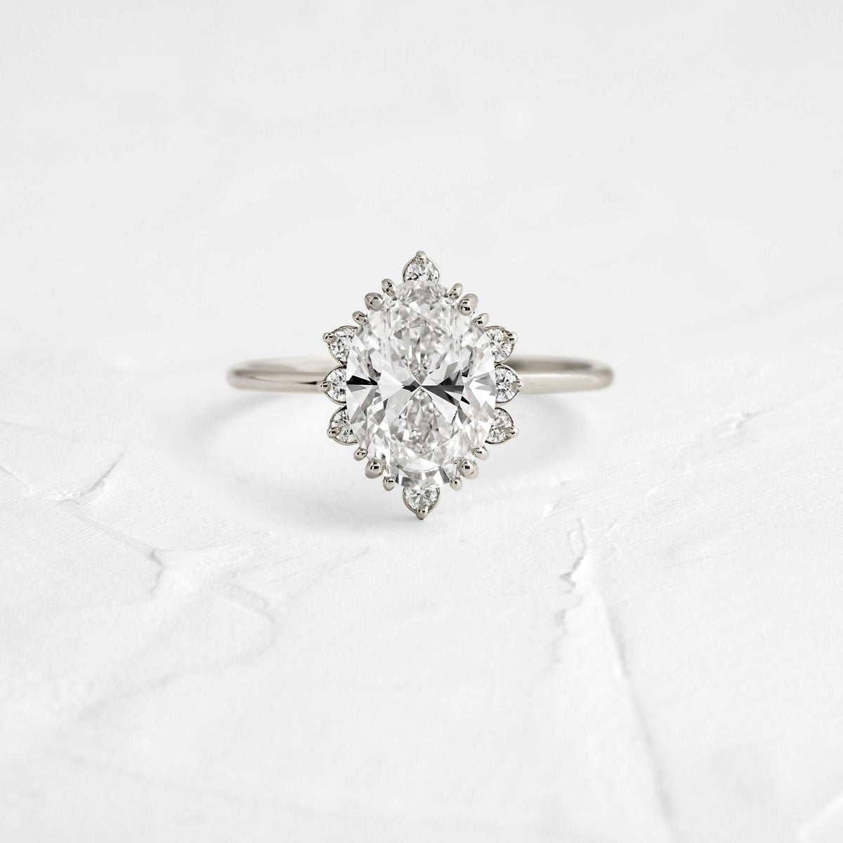 Cluster-Oval Lab Grown Diamond Engagement Ring