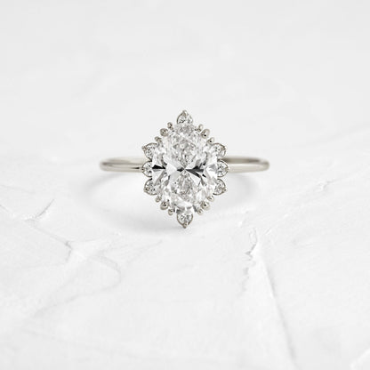 Cluster-Oval Lab Grown Diamond Engagement Ring