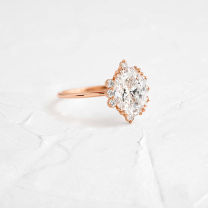 Cluster-Oval Lab Grown Diamond Engagement Ring
