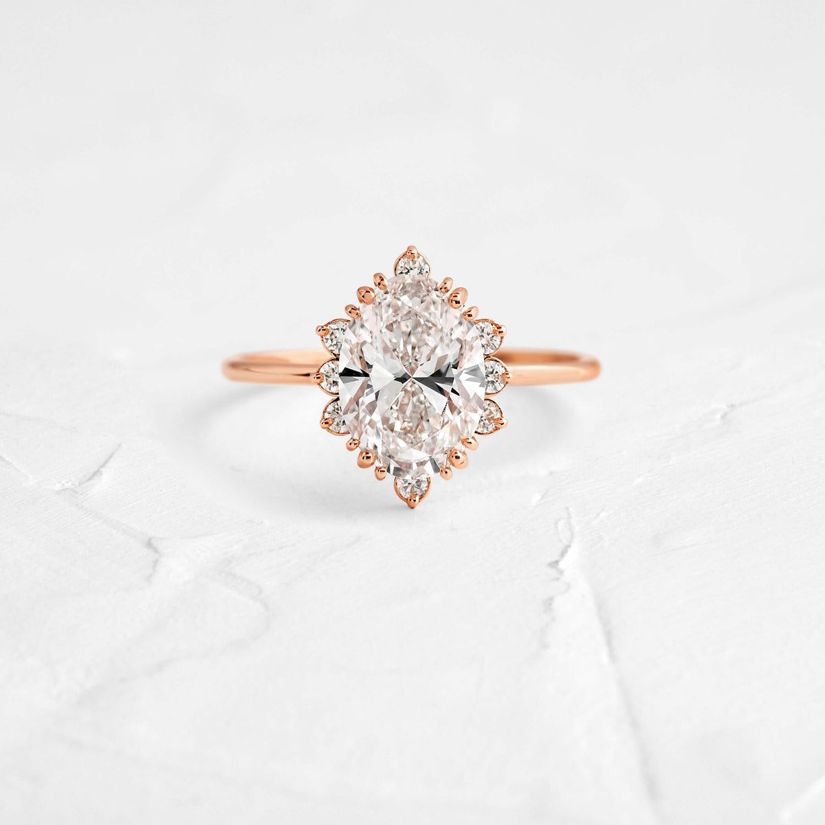 Cluster-Oval Lab Grown Diamond Engagement Ring