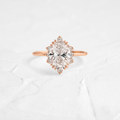 Cluster-Oval Lab Grown Diamond Engagement Ring