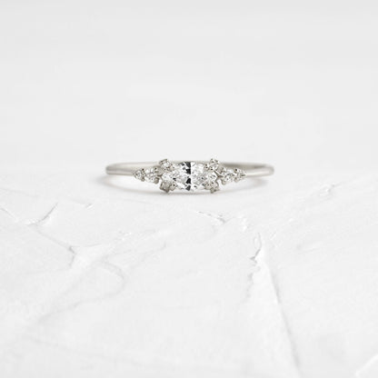 East West Cluster Style-Oval Lab Grown Diamond Engagement Ring