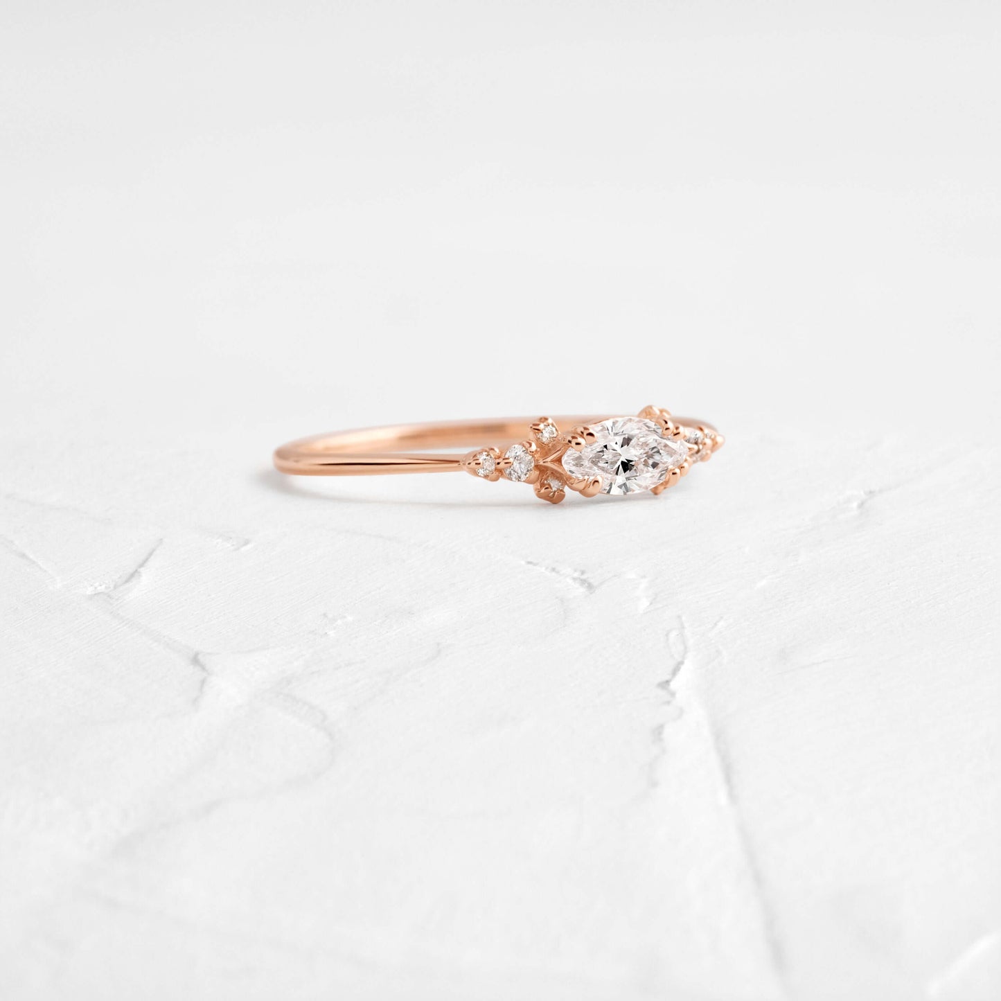East West Cluster Style-Oval Lab Grown Diamond Engagement Ring