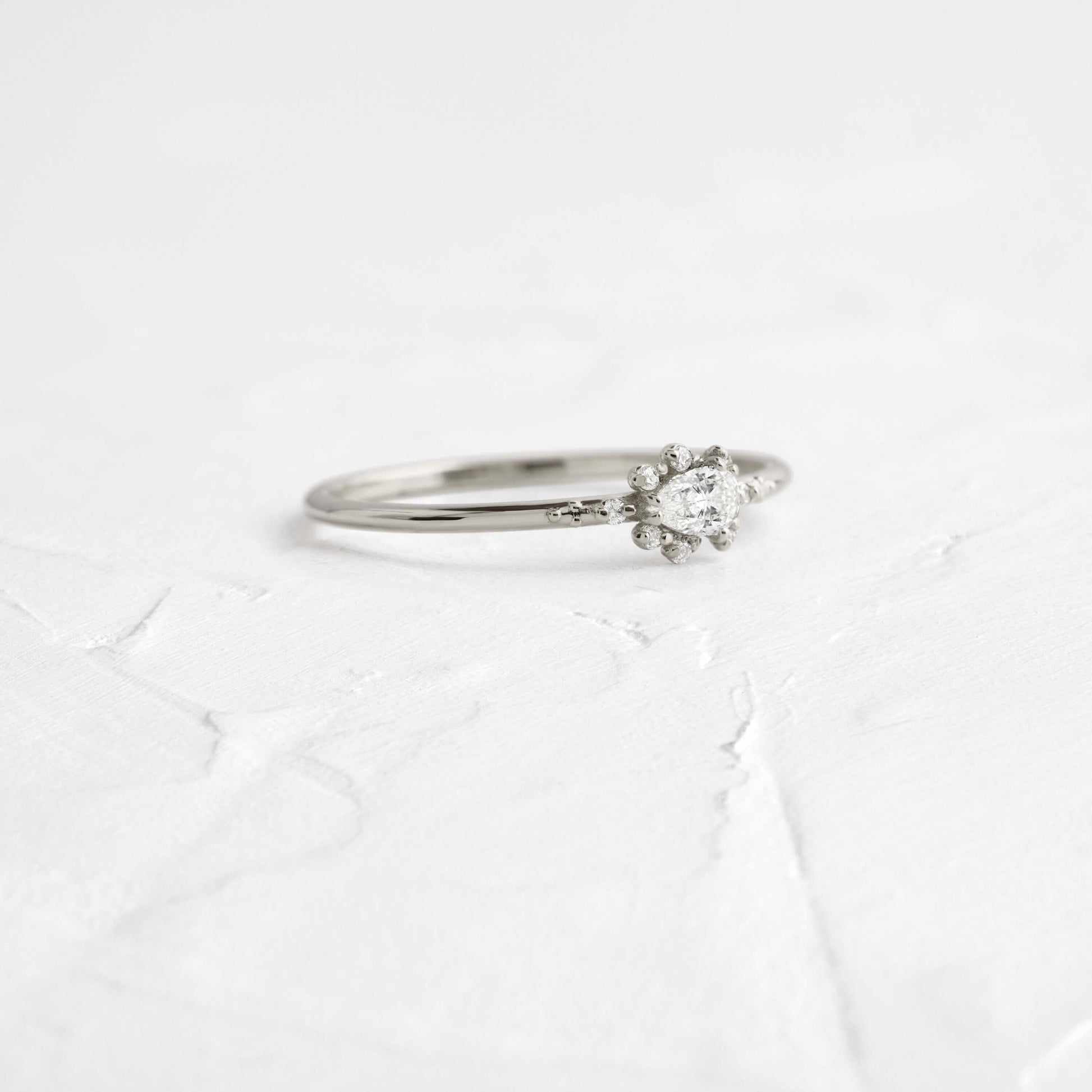 Minimal Halo-Pear Lab Grown Diamond Engagement Ring