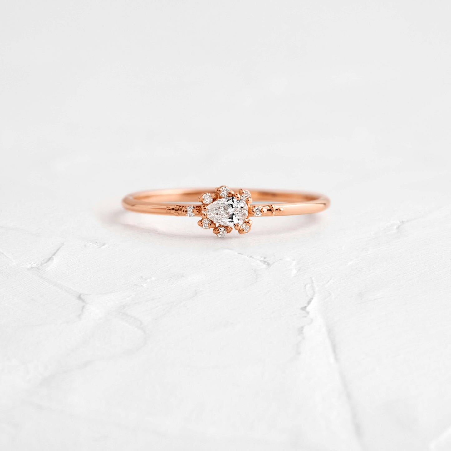 Minimal Halo-Pear Lab Grown Diamond Engagement Ring
