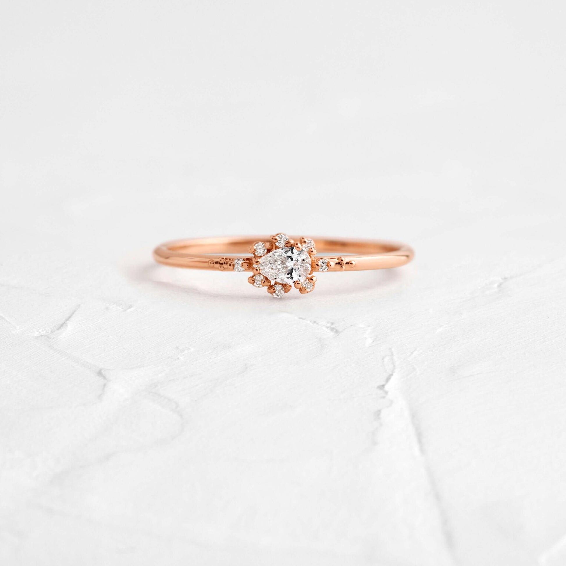 Minimal Halo-Pear Lab Grown Diamond Engagement Ring