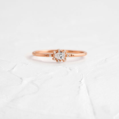 Minimal Halo-Pear Lab Grown Diamond Engagement Ring