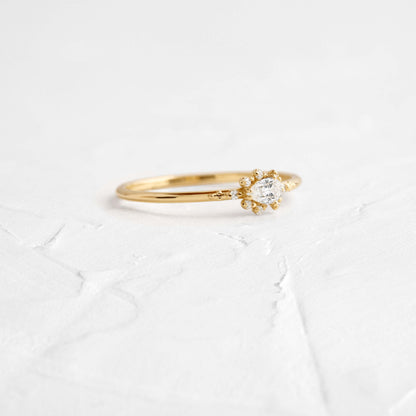 Minimal Halo-Pear Lab Grown Diamond Engagement Ring