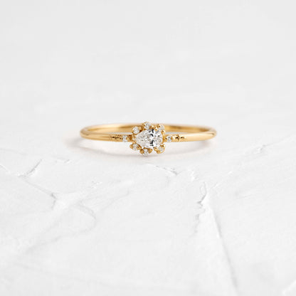 Minimal Halo-Pear Lab Grown Diamond Engagement Ring