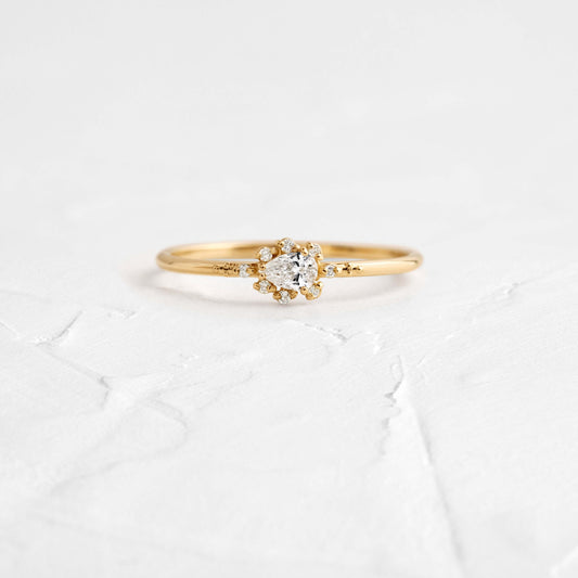 Minimal Halo-Pear Lab Grown Diamond Engagement Ring
