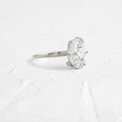 Unique Cluster-Oval Lab Grown Diamond Engagement Ring