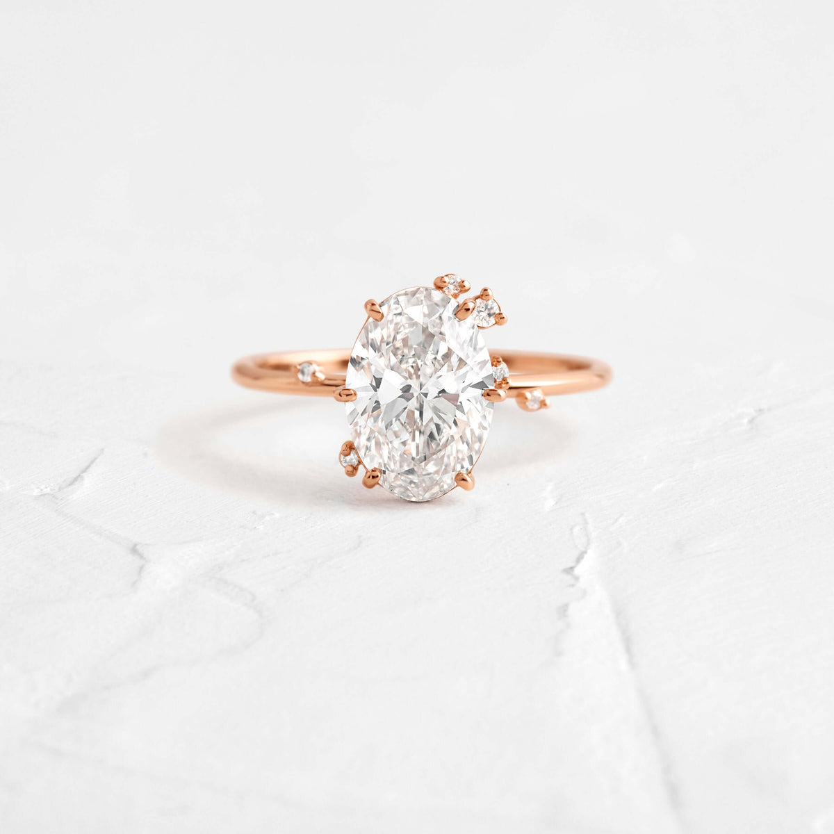 Unique Cluster-Oval Lab Grown Diamond Engagement Ring