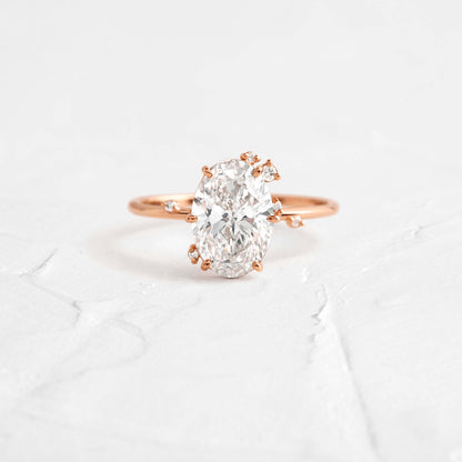 Unique Cluster-Oval Lab Grown Diamond Engagement Ring