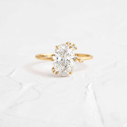 Unique Cluster-Oval Lab Grown Diamond Engagement Ring