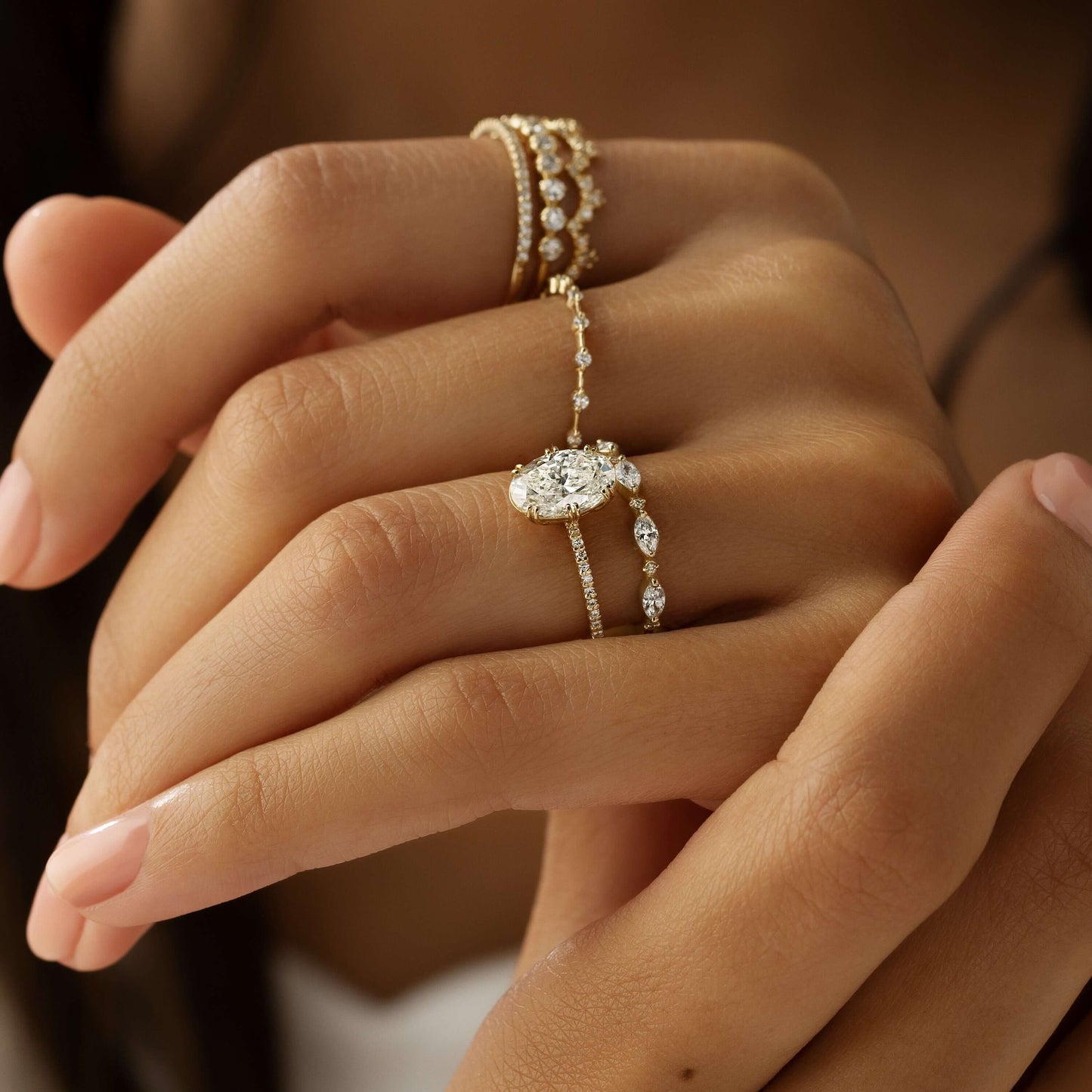 Pave-Oval Lab Grown Diamond Engagement Ring