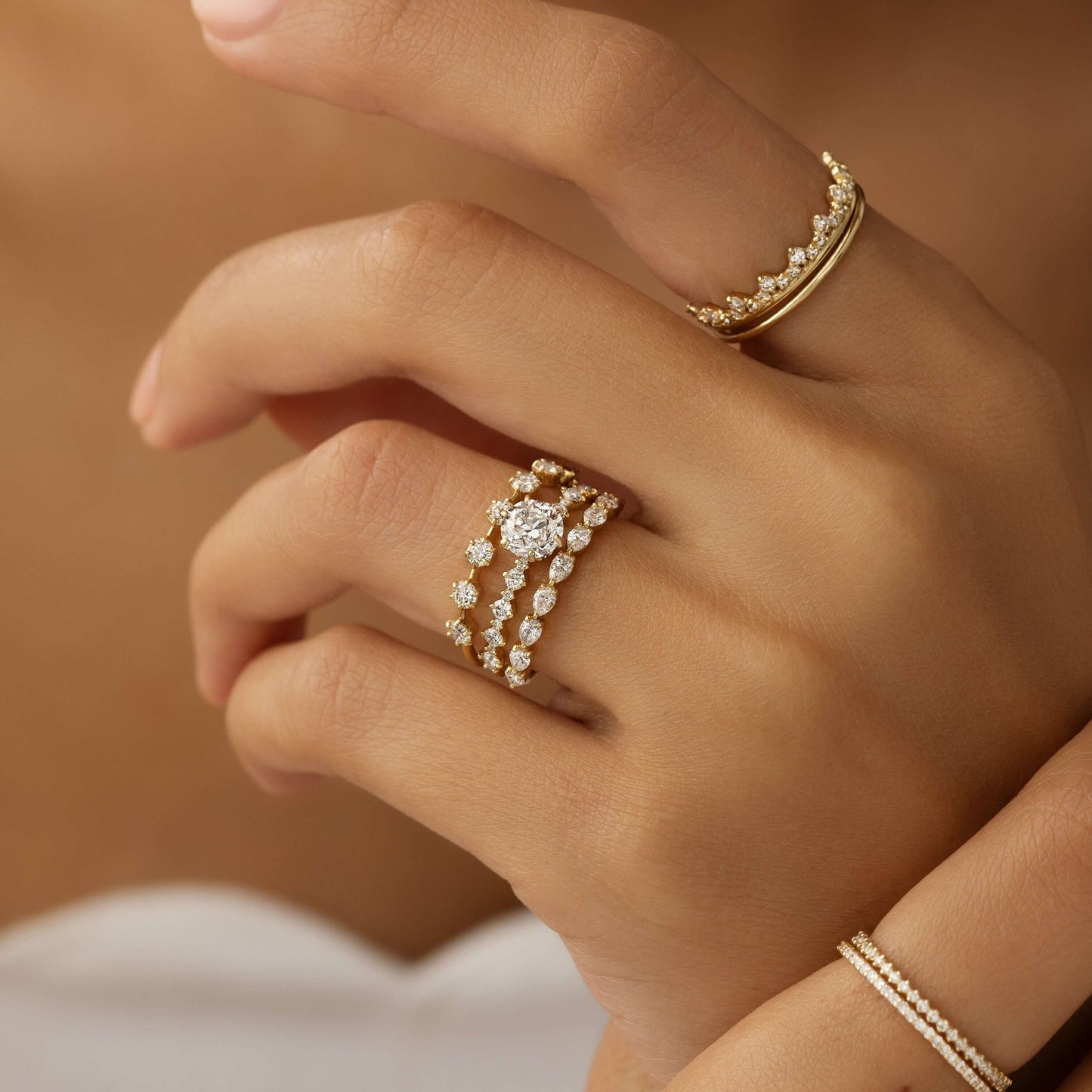Pave-Round Lab Grown Diamond Engagement Ring