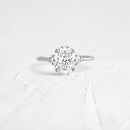 Cluster-Oval Lab Grown Diamond Engagement Ring