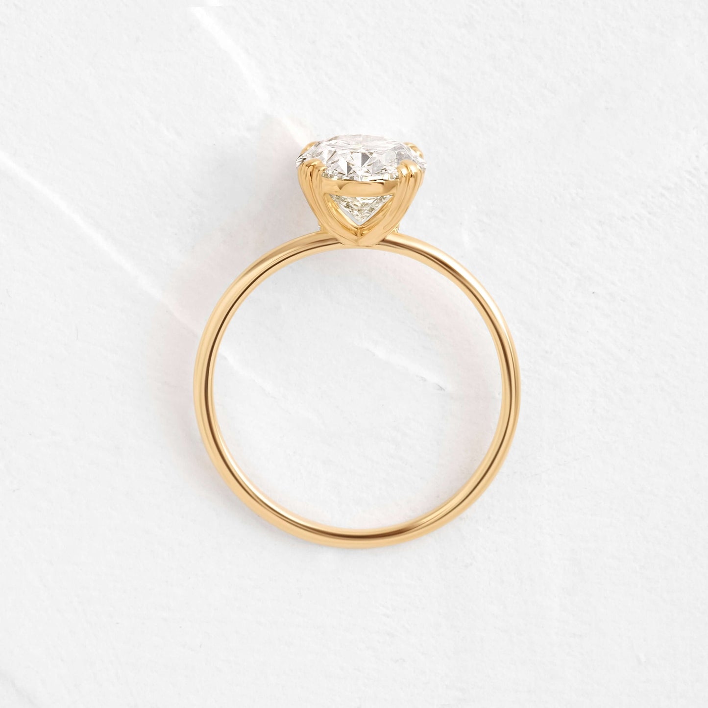 Solitaire Triple Prong with Hidden Stones-Oval Lab Grown Diamond Engagement Ring
