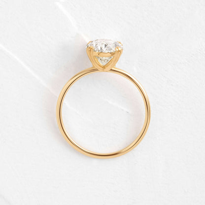 Solitaire Triple Prong with Hidden Stones-Oval Lab Grown Diamond Engagement Ring