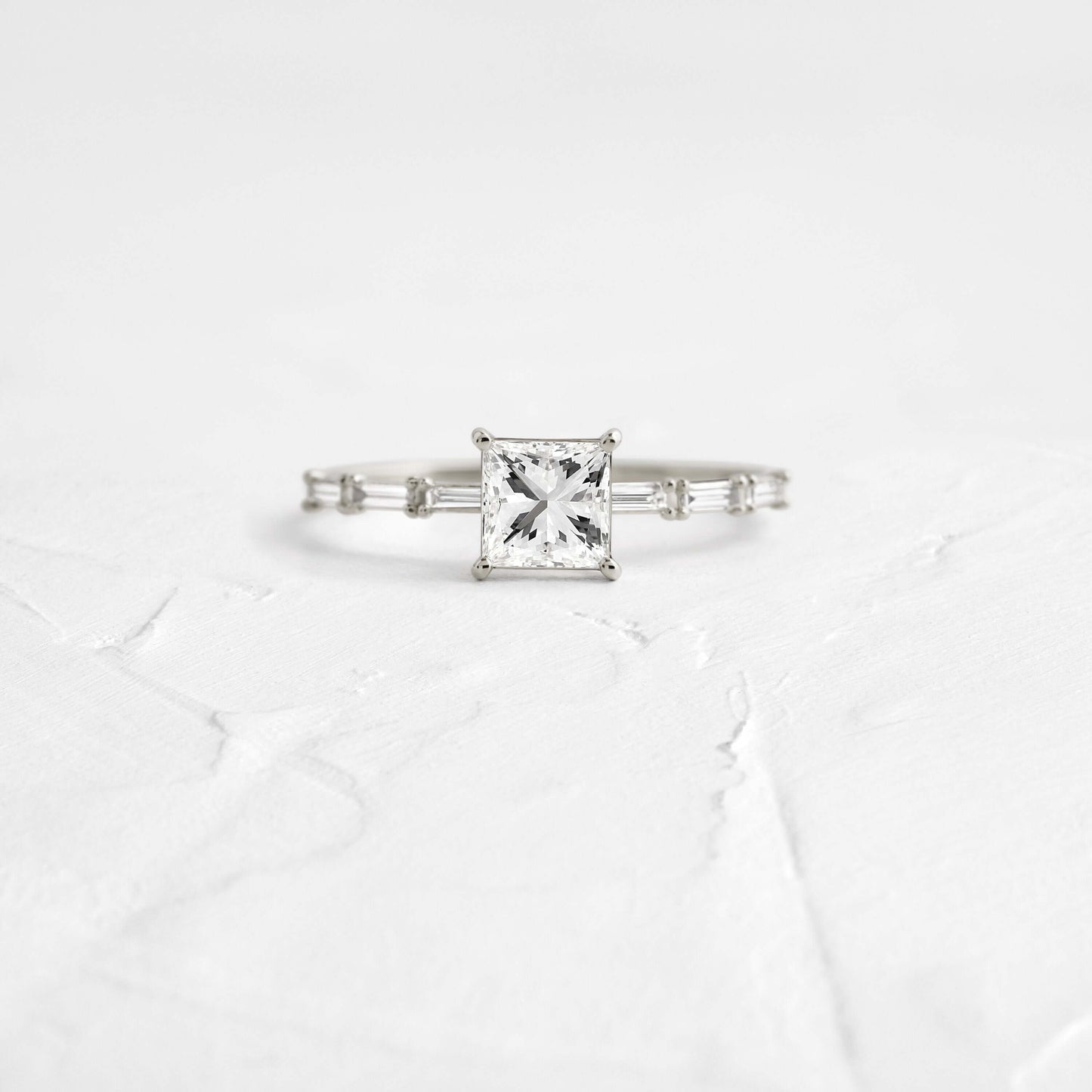Pave-Princess Lab Grown Diamond Engagement Ring