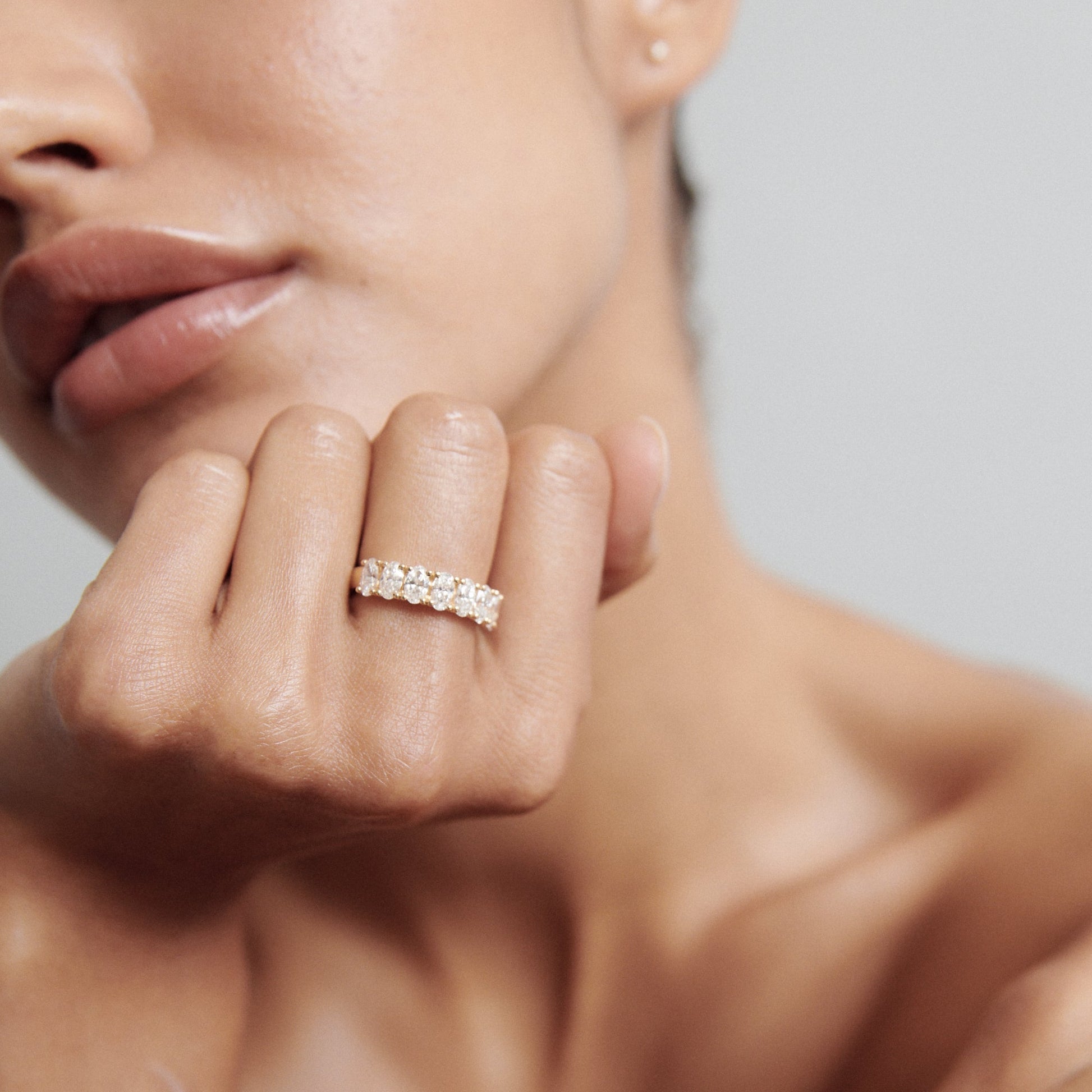 0.50 TCW Oval Lab Grown Diamond Half Eternity Wedding Band 1