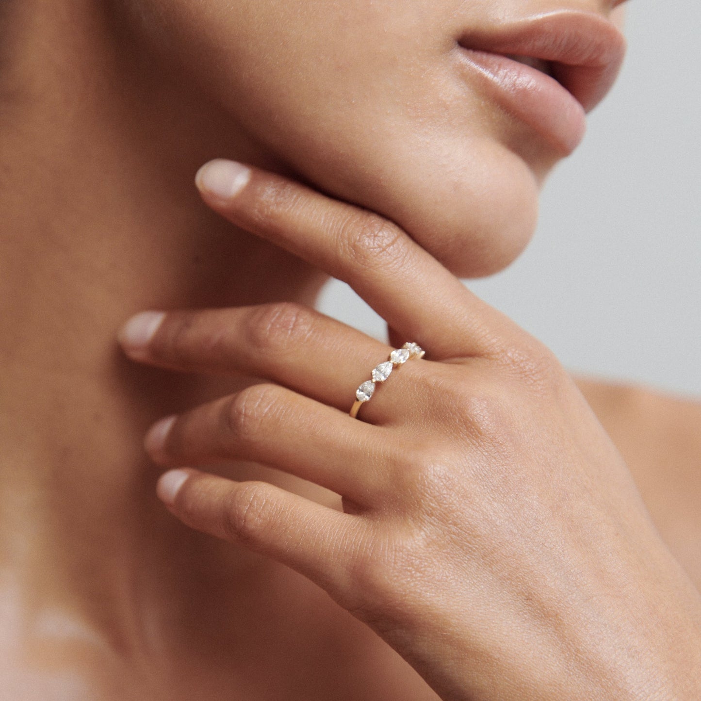 0.50 TCW Pear Lab Grown Diamond  Half Eternity Wedding Band 4