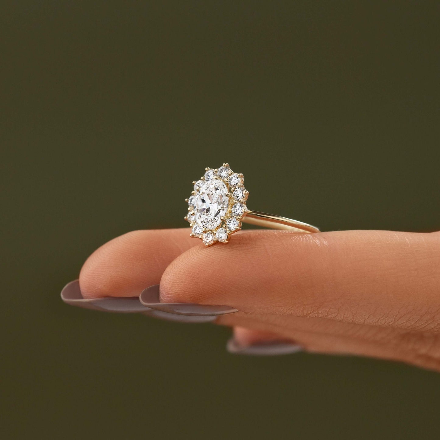 Halo-Oval Lab Grown Diamond Engagement Ring