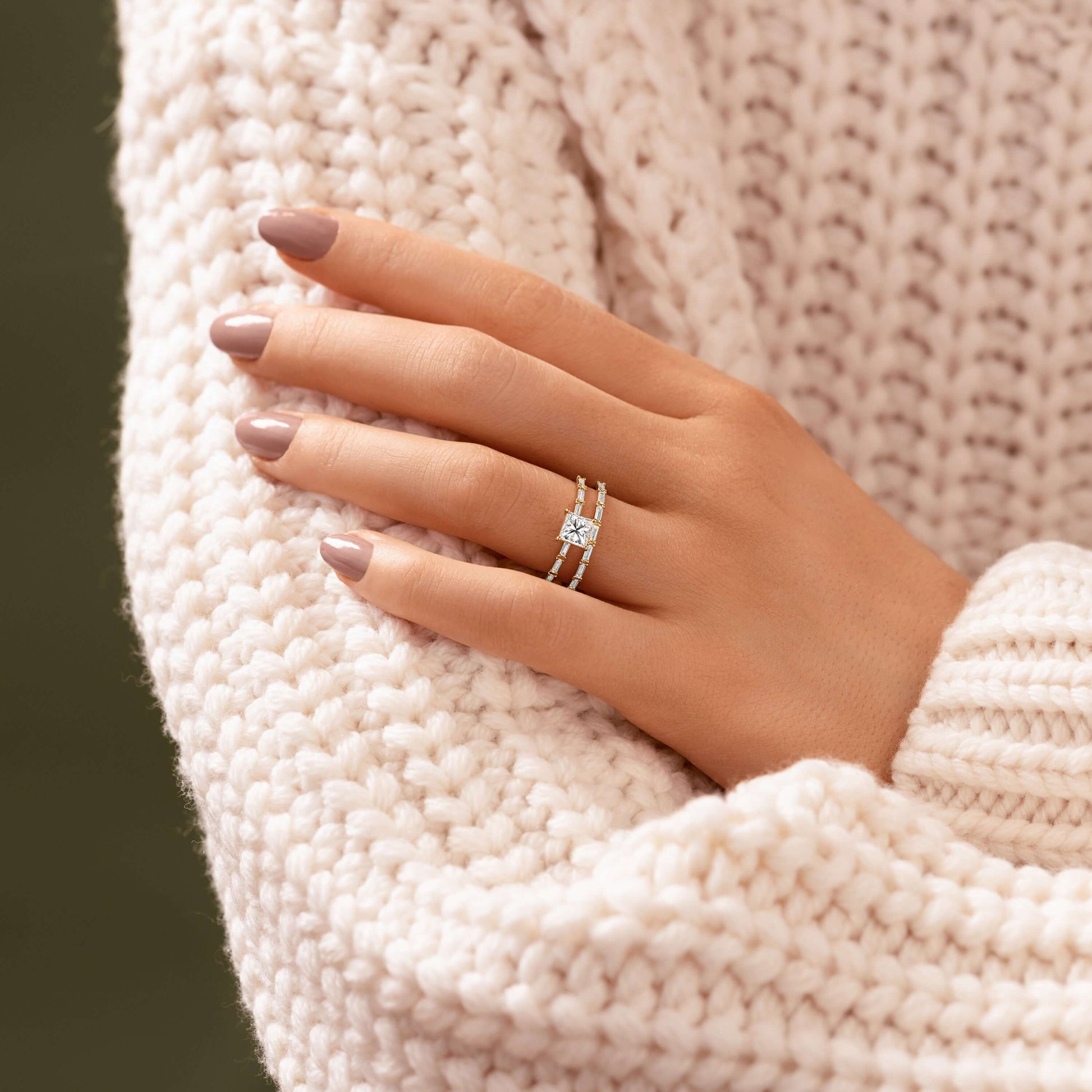 Pave-Princess Lab Grown Diamond Engagement Ring