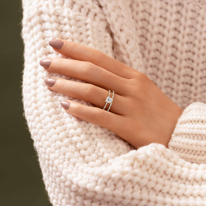 Pave-Princess Lab Grown Diamond Engagement Ring