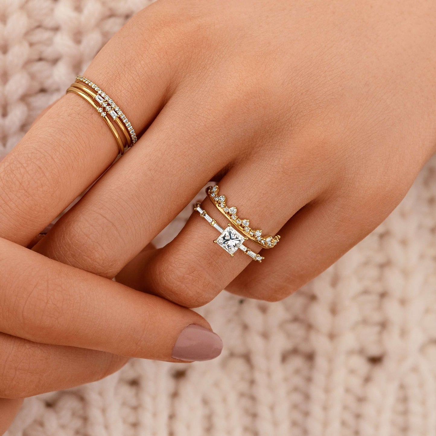 Pave-Princess Lab Grown Diamond Engagement Ring