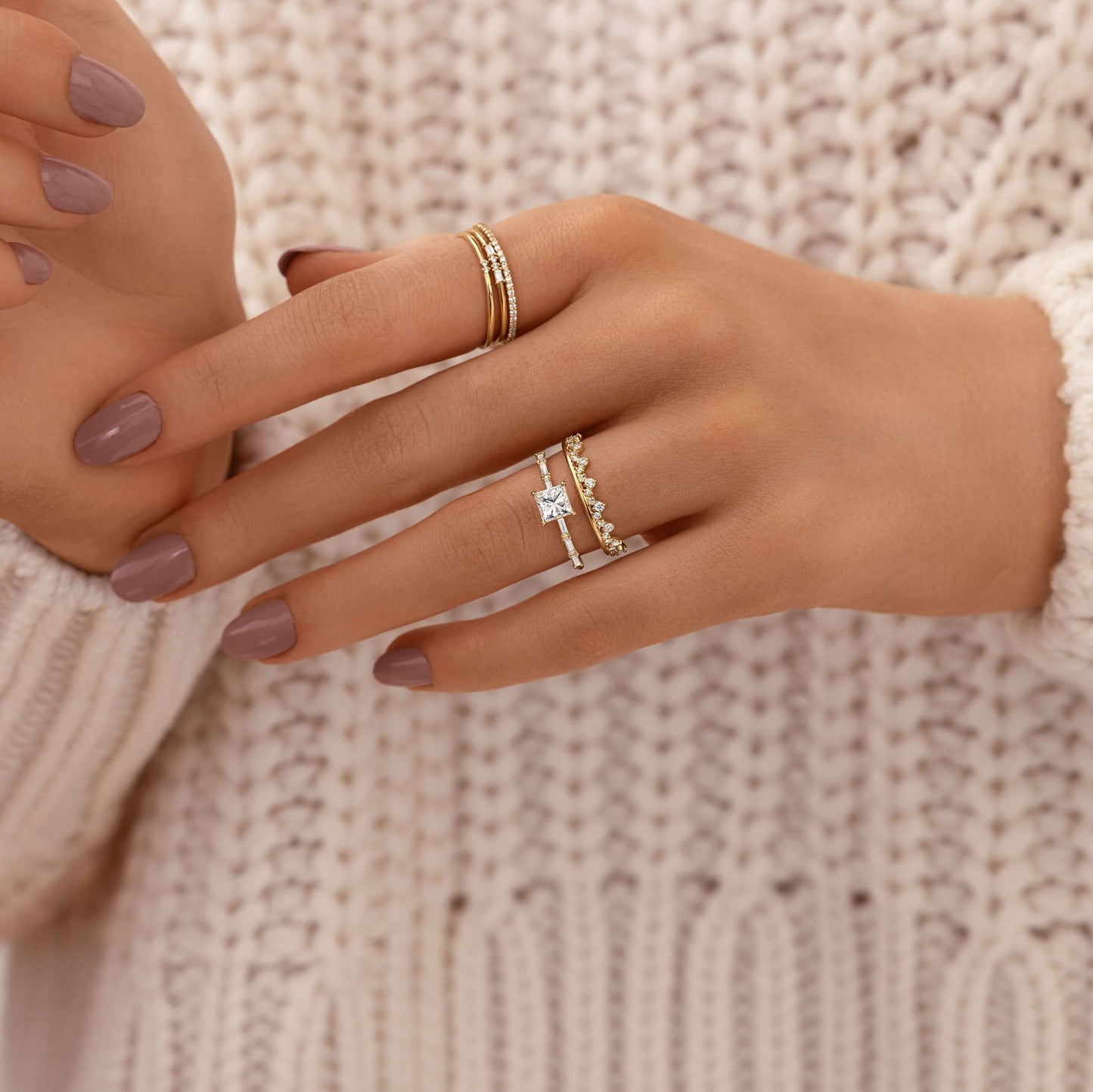 Pave-Princess Lab Grown Diamond Engagement Ring
