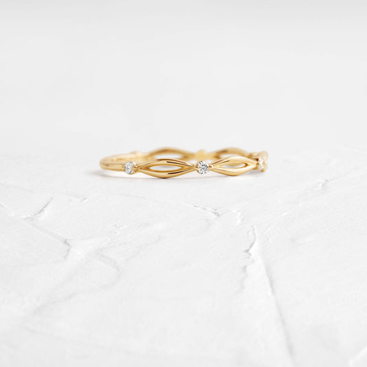 Criss Cross- 0.12 CT Round Lab Grown Diamond Wedding Band
