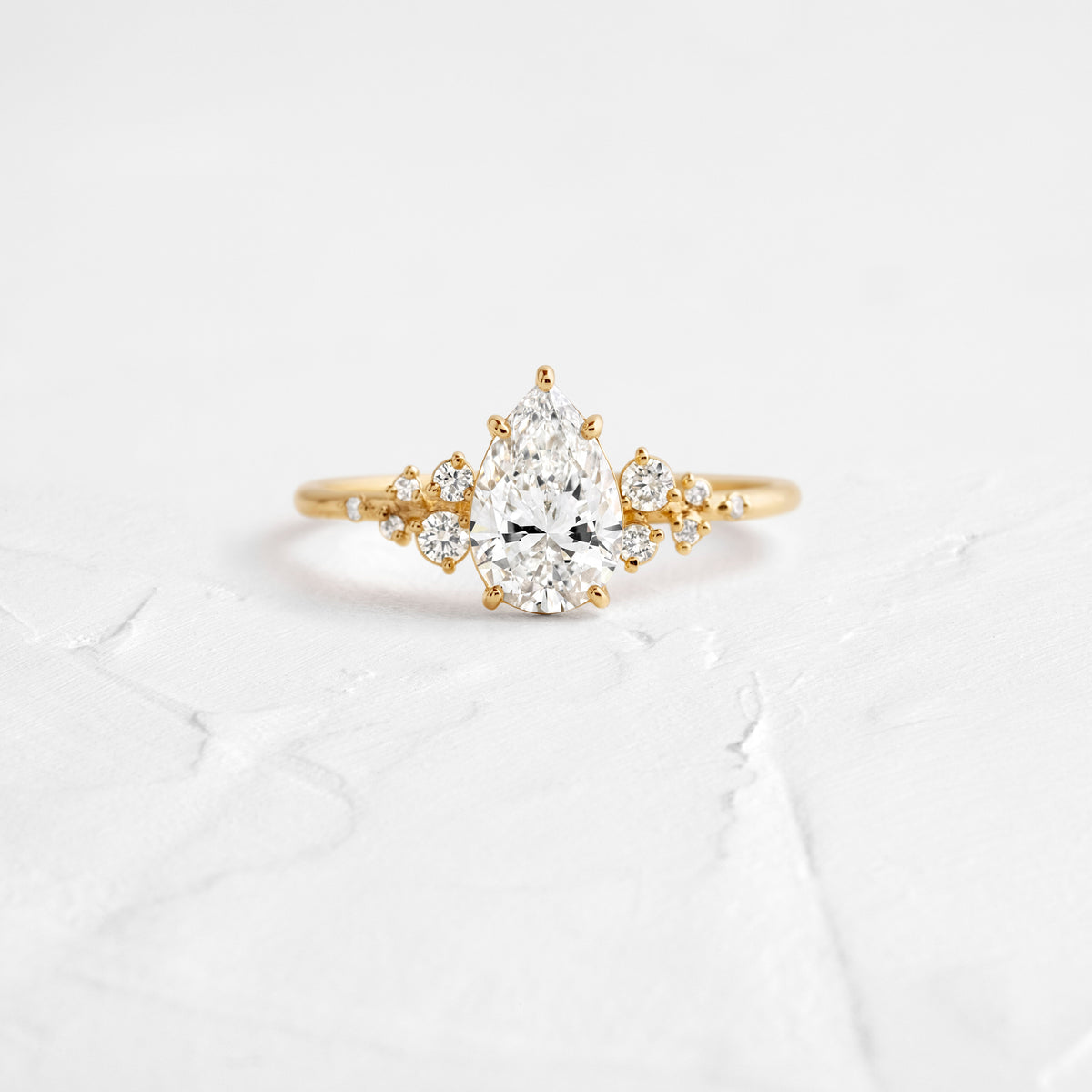 Cluster-Pear Lab Grown Diamond Engagement Ring