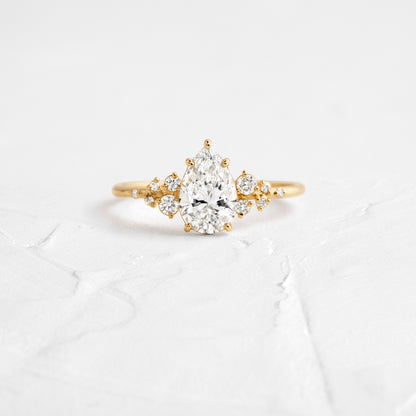Cluster-Pear Lab Grown Diamond Engagement Ring