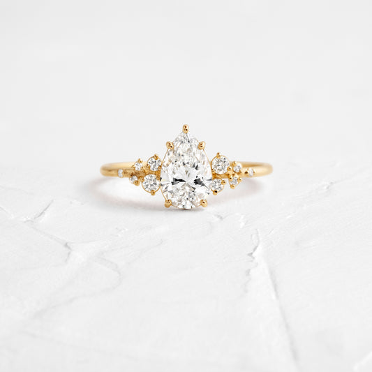 Cluster-Pear Lab Grown Diamond Engagement Ring