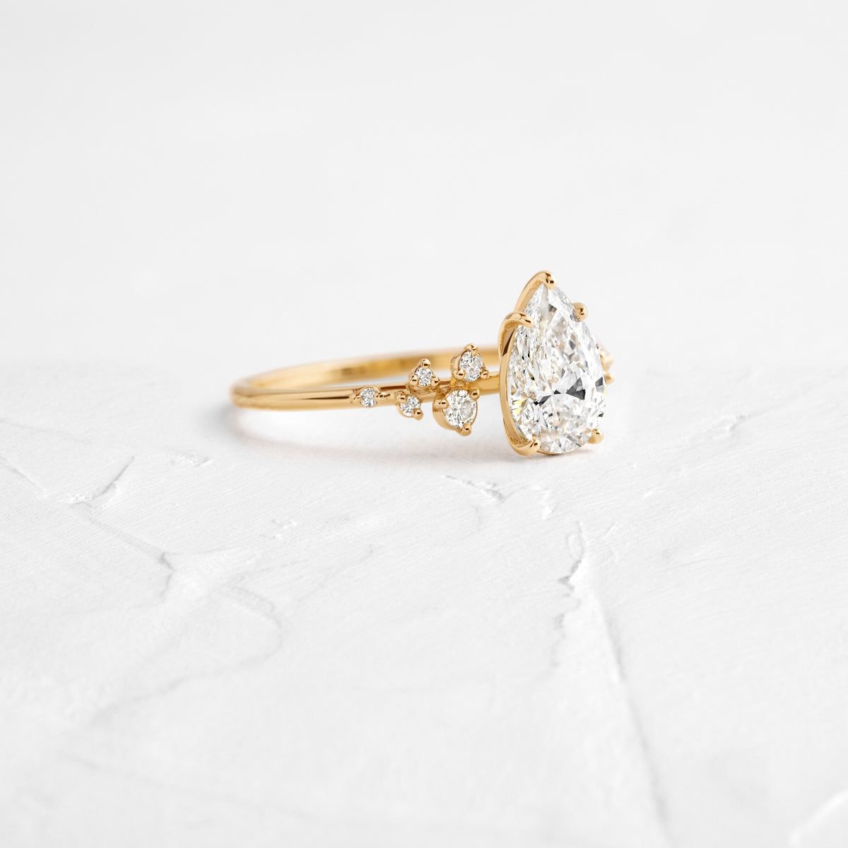 Cluster-Pear Lab Grown Diamond Engagement Ring