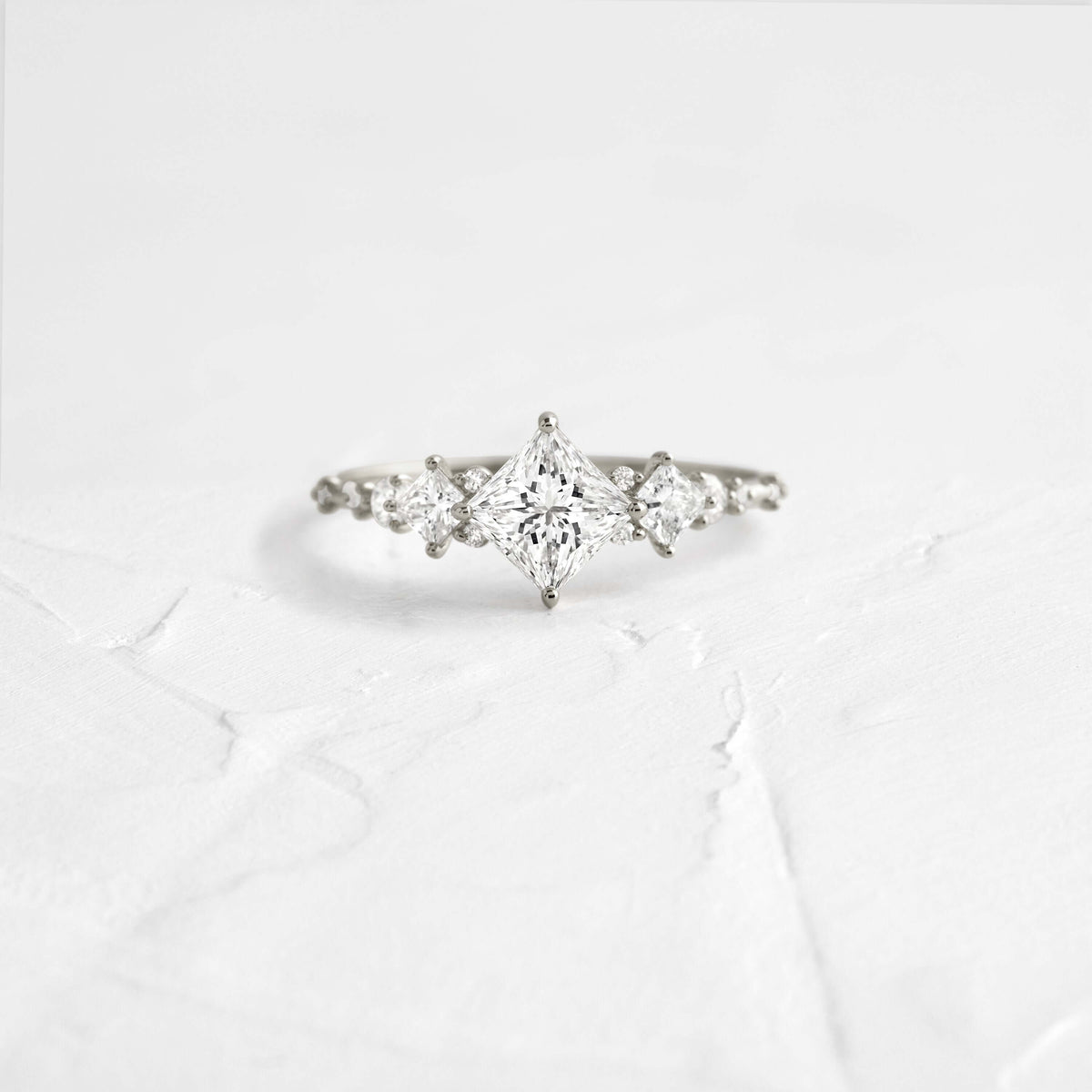 Cluster-Princess Lab Grown Diamond Engagement Ring