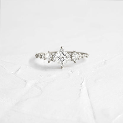 Cluster-Princess Lab Grown Diamond Engagement Ring