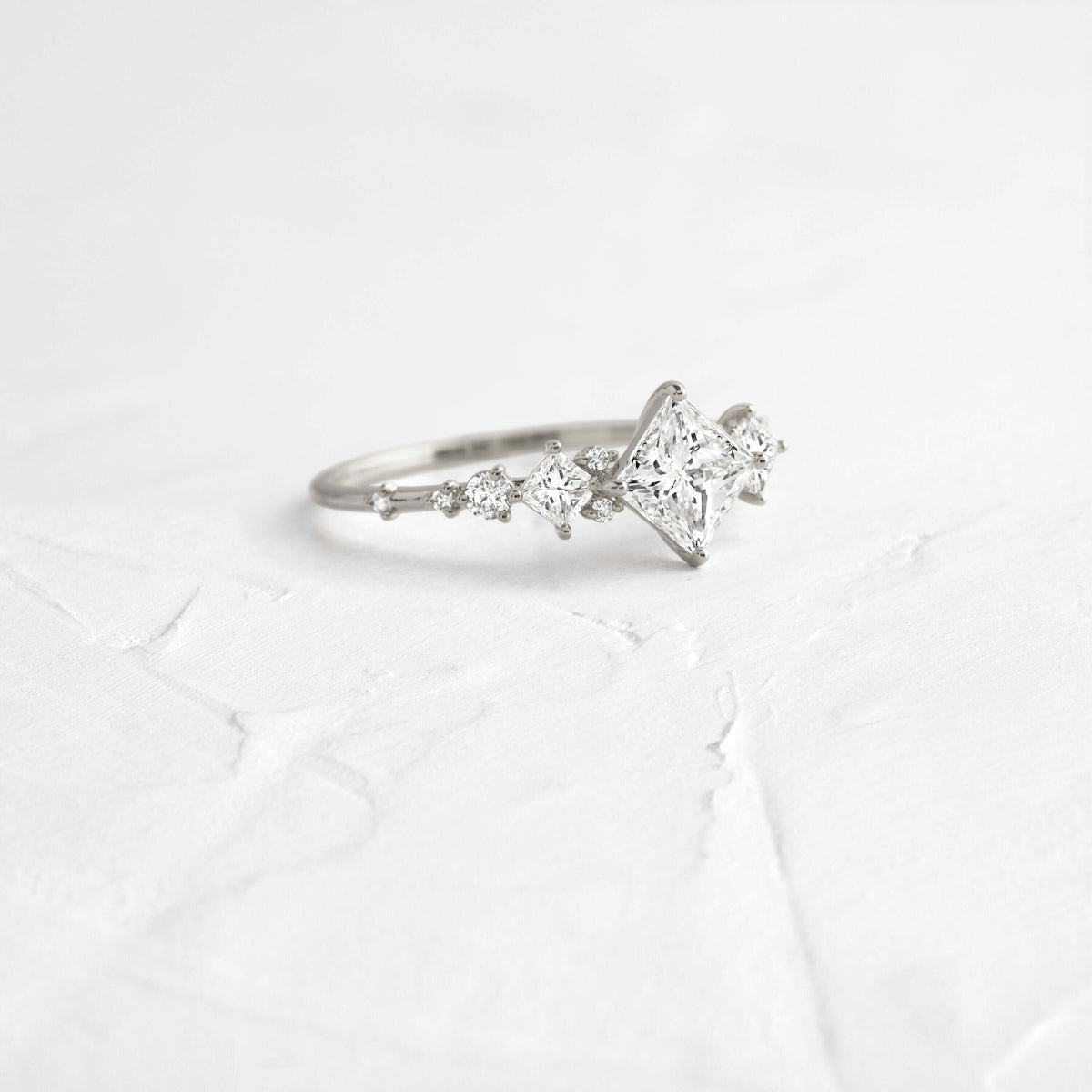 Cluster-Princess Lab Grown Diamond Engagement Ring