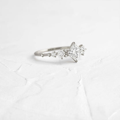 Cluster-Princess Lab Grown Diamond Engagement Ring