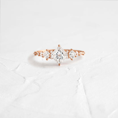 Cluster-Princess Lab Grown Diamond Engagement Ring
