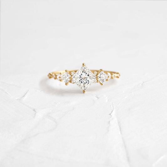Cluster-Princess Lab Grown Diamond Engagement Ring