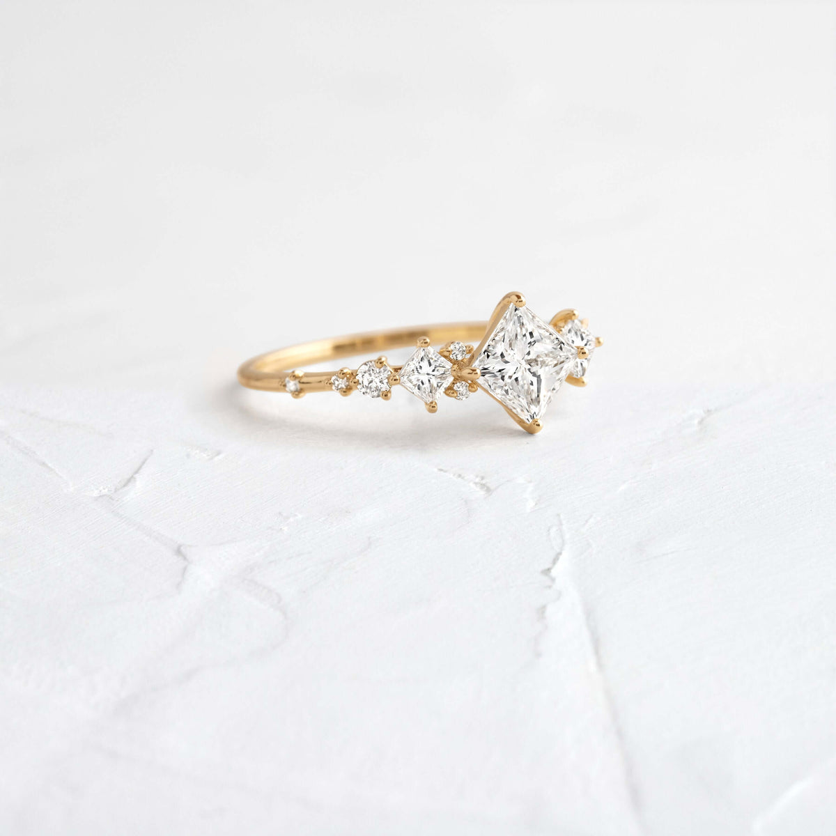 Cluster-Princess Lab Grown Diamond Engagement Ring