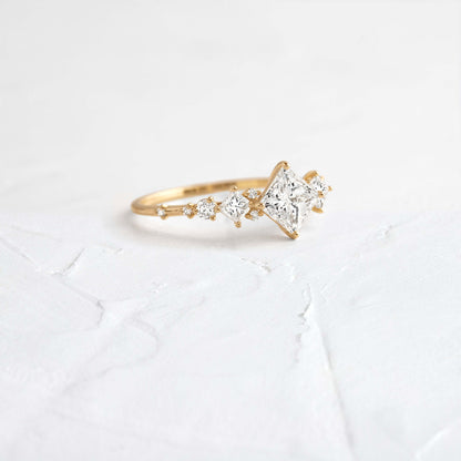 Cluster-Princess Lab Grown Diamond Engagement Ring