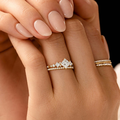 Cluster-Princess Lab Grown Diamond Engagement Ring