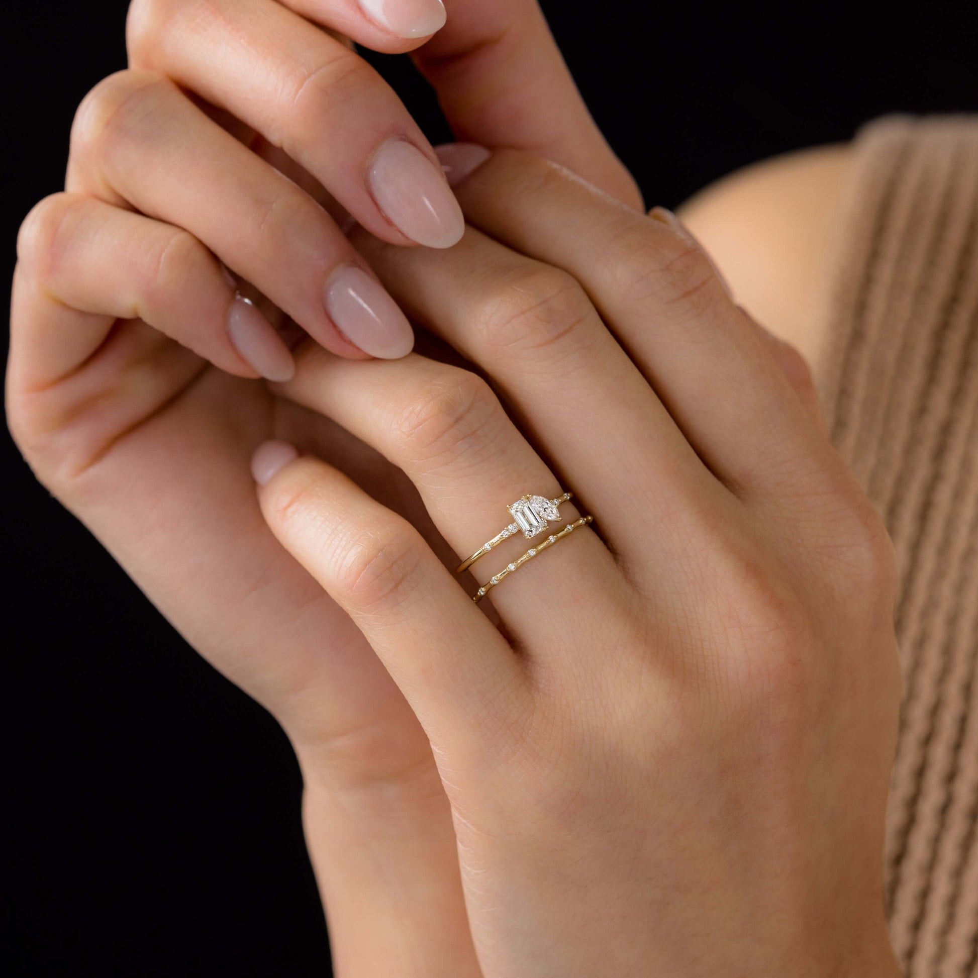 Toi Et Moi-Emerald & Marquise Lab Grown Diamond Engagement Ring